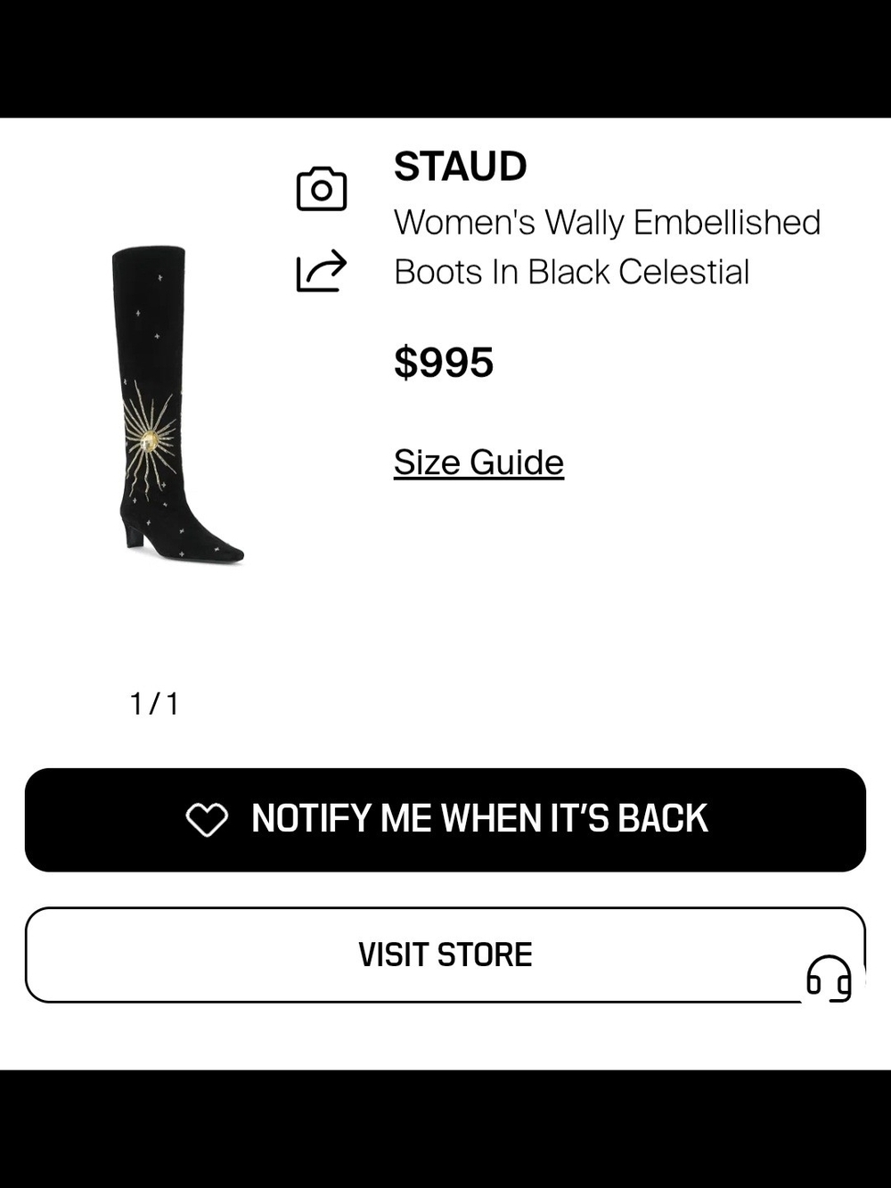 STAUD Black Over-the-Knee Embellished Boots